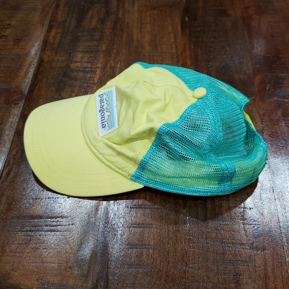 Patagonia Yellow and Teal Kids Mesh Baseball Cap